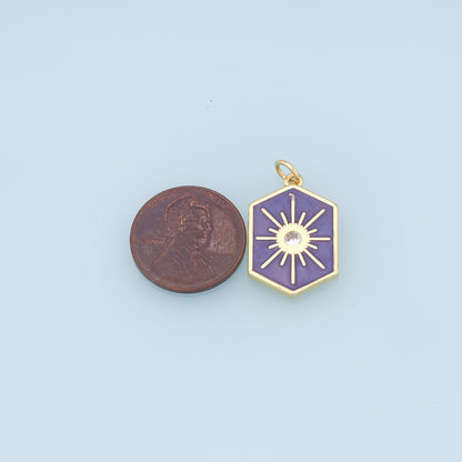 Gold Star Charms,18K Gold Filled Starburst Pendant,Shell North Star Charm Bracelet Necklace for DIY Jewelry Making Supply