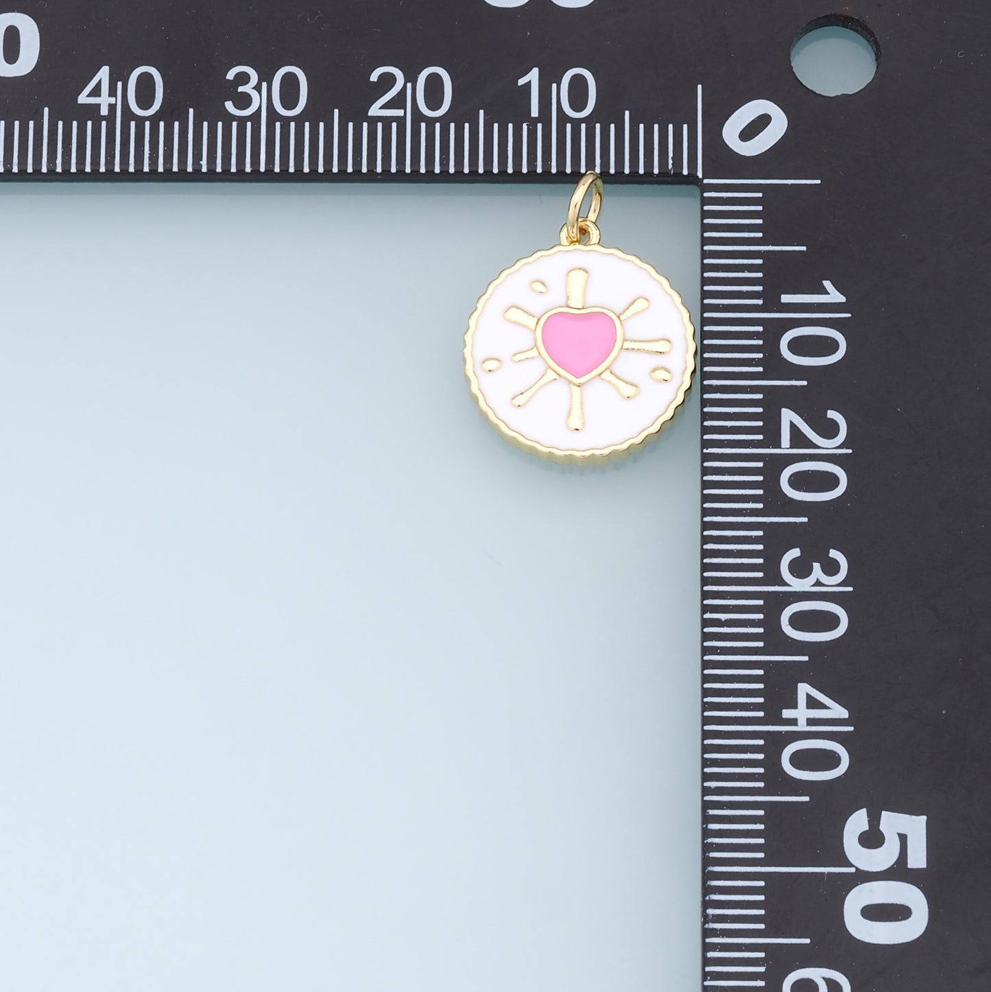 Gold Heart Charms,18K Gold Filled Enamel Heart Pendant,Round Charm Bracelet Necklace for DIY Jewelry Making Supply
