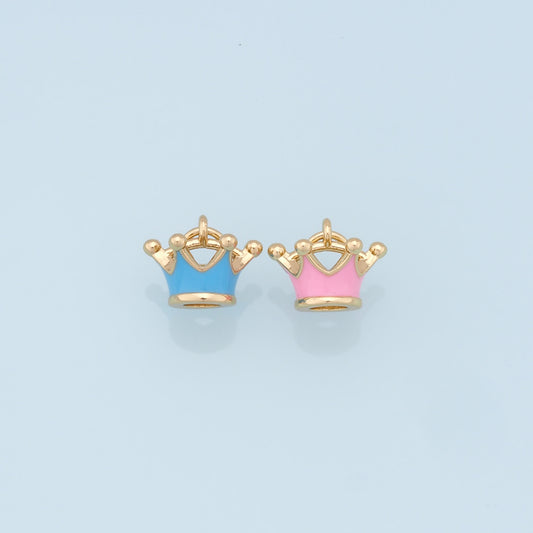 Gold Crown Charms,18K Gold Filled Crown Pendant,Enamel Crown Charm Bracelet Necklace for DIY Jewelry Making Supply