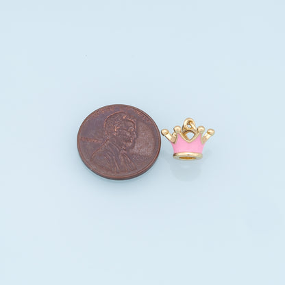 Gold Crown Charms,18K Gold Filled Crown Pendant,Enamel Crown Charm Bracelet Necklace for DIY Jewelry Making Supply