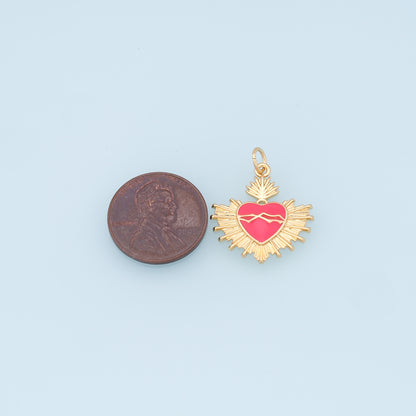 Gold Heart Charms,18K Gold Filled Heart Pendant,Heart Charm Bracelet Necklace for DIY Jewelry Making Supply