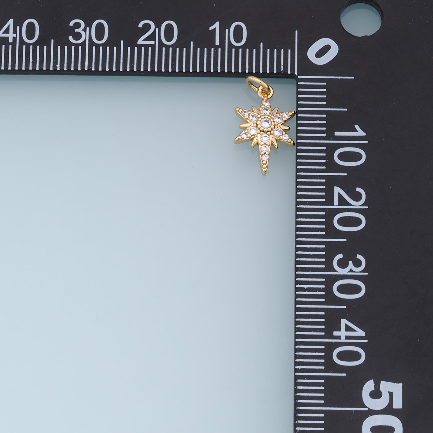 Gold Star Charms,18K Gold Filled Starburst Pendant,CZ North Star Charm Bracelet Necklace for DIY Jewelry Making Supply