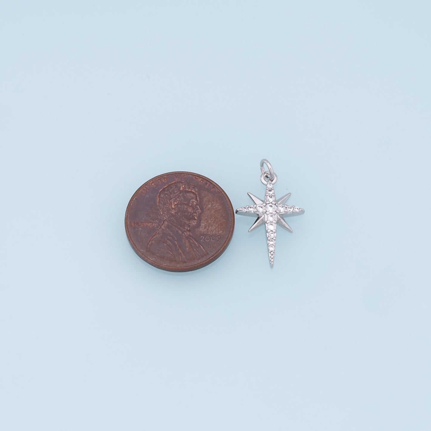 Gold Star Charms,18K Gold Filled Starburst Pendant,CZ North Star Charm Bracelet Necklace for DIY Jewelry Making Supply