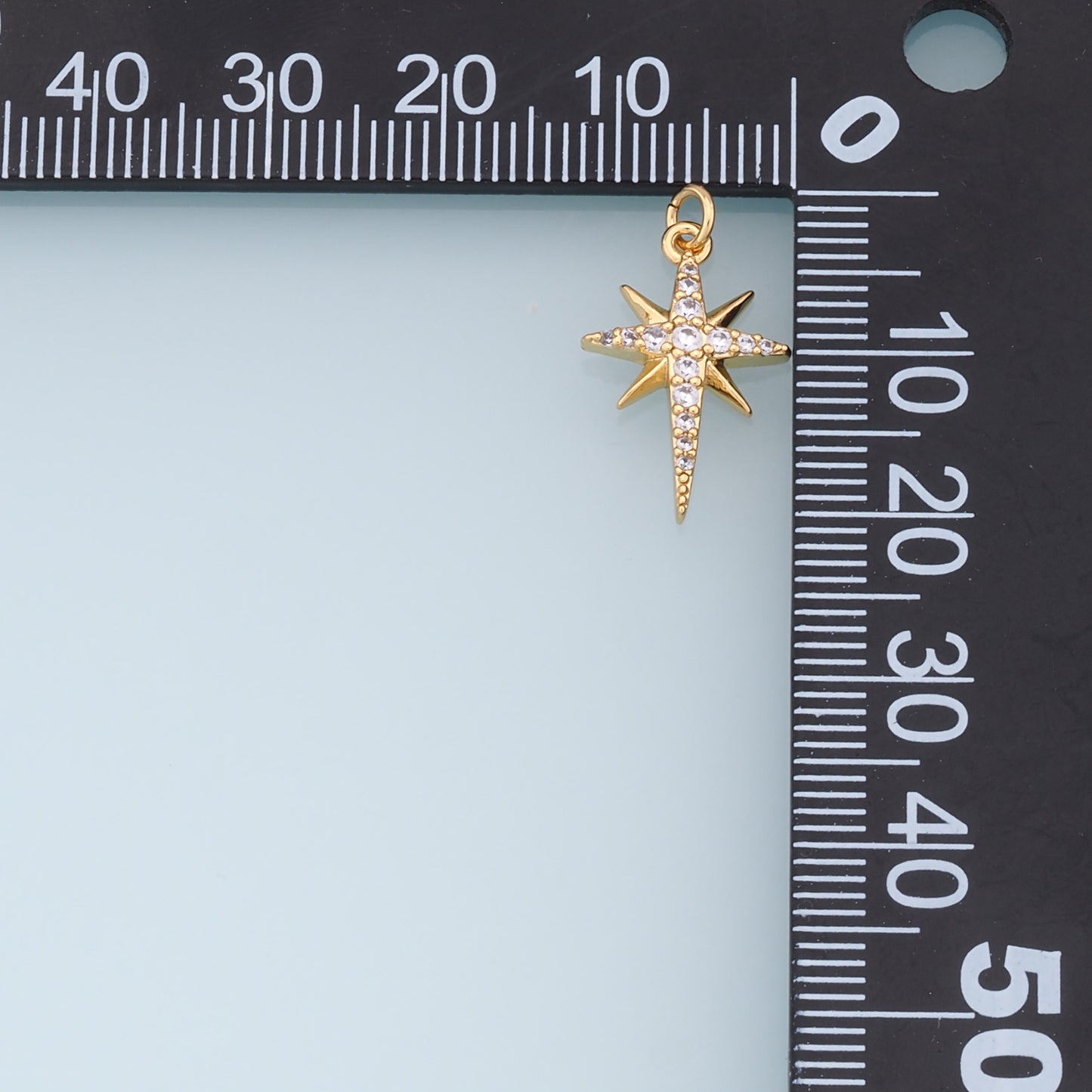 Gold Star Charms,18K Gold Filled Starburst Pendant,CZ North Star Charm Bracelet Necklace for DIY Jewelry Making Supply