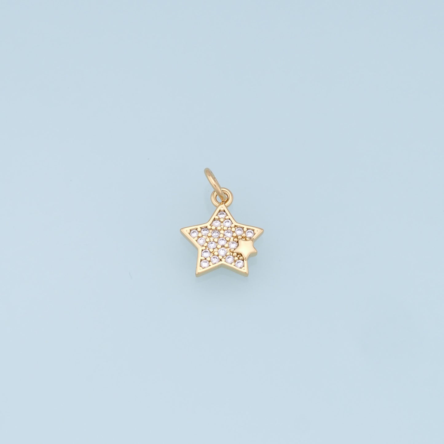 18K Gold Filled Star Pendant,CZ Micro Pave Star Charm Bracelet Necklace for DIY Jewelry Making Supply