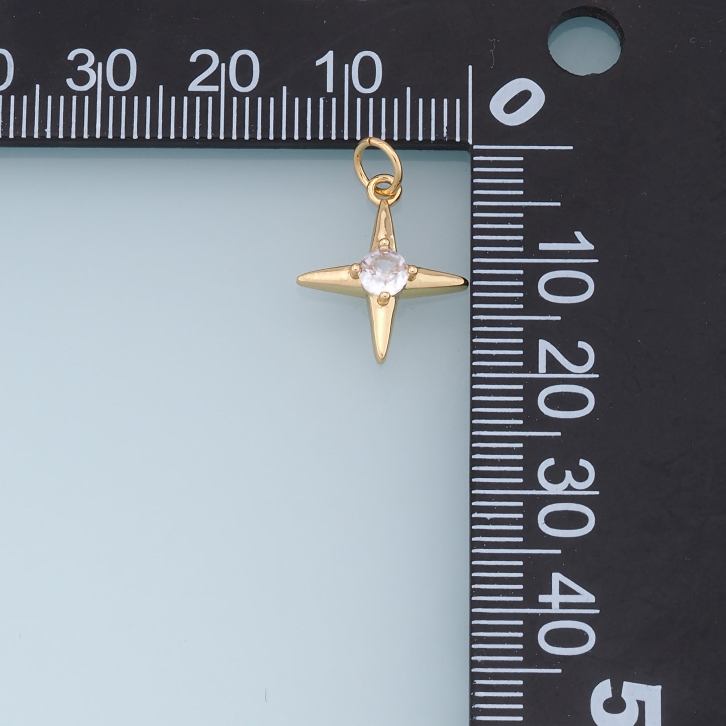 Gold Star Charms,18K Gold Filled Starburst Pendant,CZ Black North Star Charm Bracelet Necklace for DIY Jewelry Making Supply