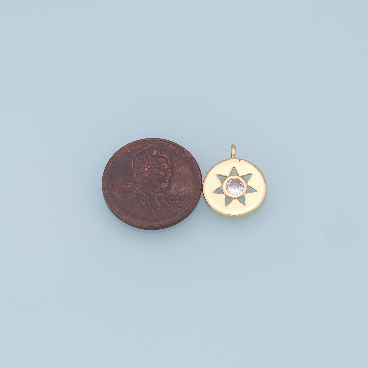 Gold Star Charms,18K Gold Filled Starburst Pendant,CZ North Star Charm Bracelet Necklace for DIY Jewelry Making Supply