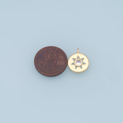 Gold Star Charms,18K Gold Filled Starburst Pendant,CZ North Star Charm Bracelet Necklace for DIY Jewelry Making Supply