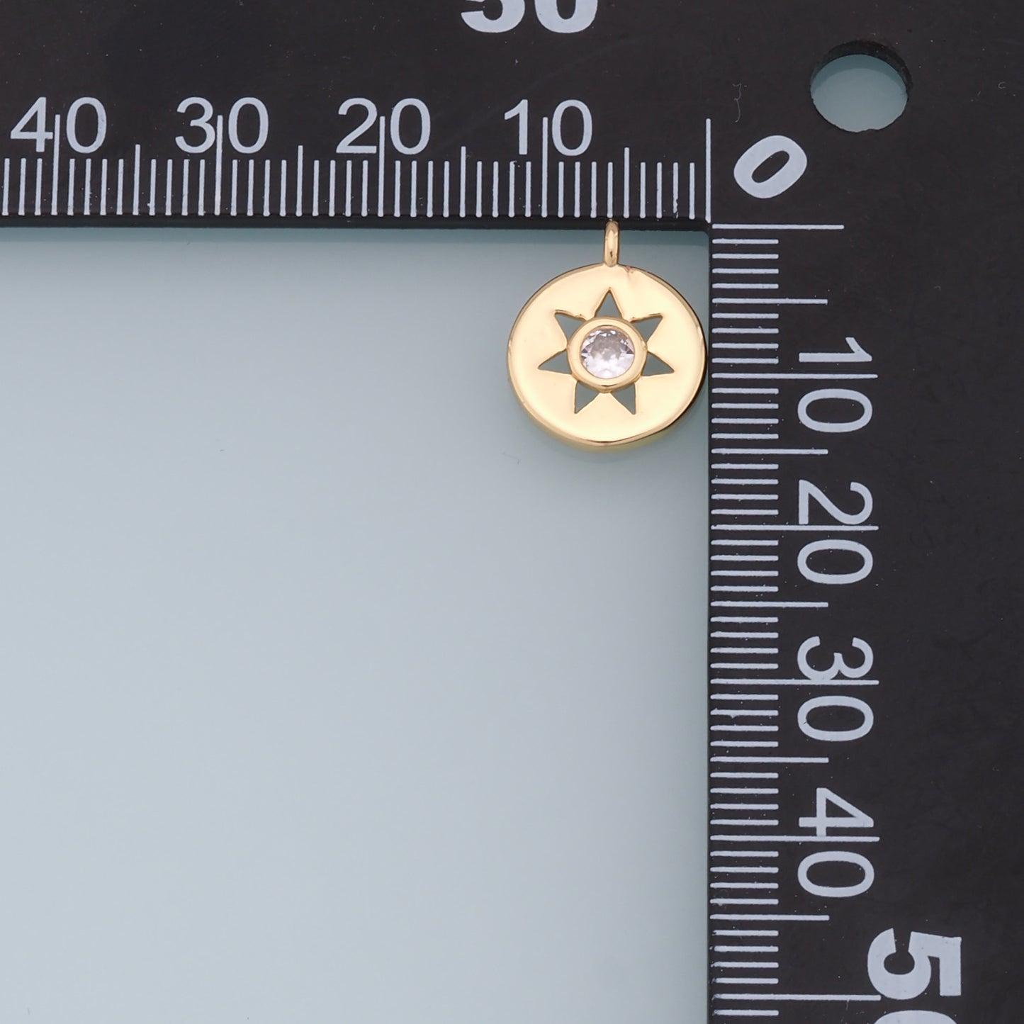 Gold Star Charms,18K Gold Filled Starburst Pendant,CZ North Star Charm Bracelet Necklace for DIY Jewelry Making Supply