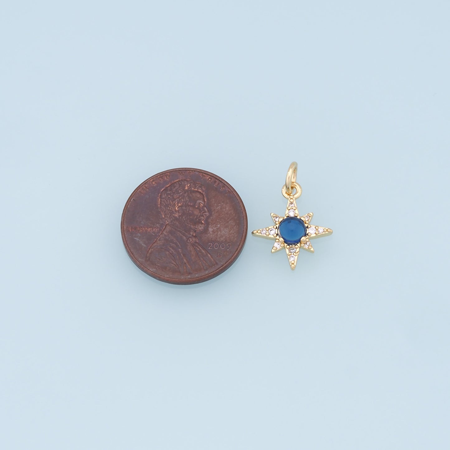 Gold Star Charms,18K Gold Filled Starburst Pendant,CZ North Star Charm Bracelet Necklace for DIY Jewelry Making Supply