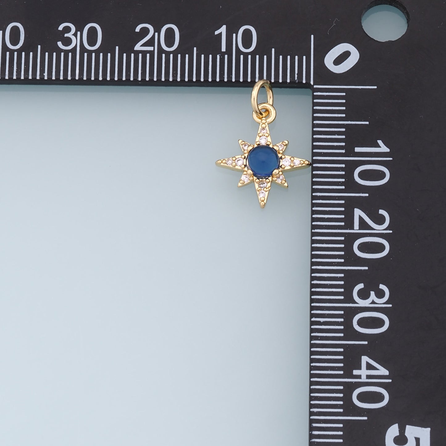 Gold Star Charms,18K Gold Filled Starburst Pendant,CZ North Star Charm Bracelet Necklace for DIY Jewelry Making Supply