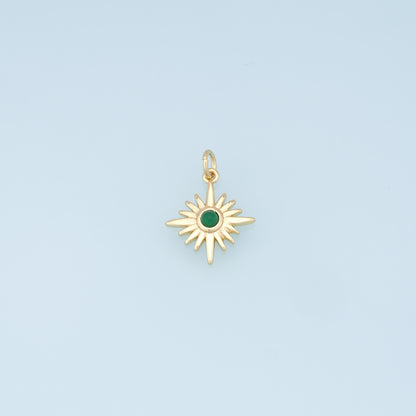 Gold Star Charms,18K Gold Filled Starburst Pendant,CZ North Star Charm Bracelet Necklace for DIY Jewelry Making Supply