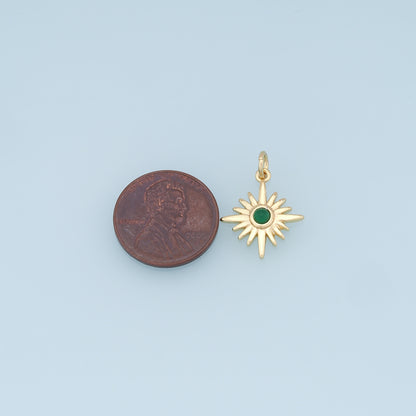 Gold Star Charms,18K Gold Filled Starburst Pendant,CZ North Star Charm Bracelet Necklace for DIY Jewelry Making Supply