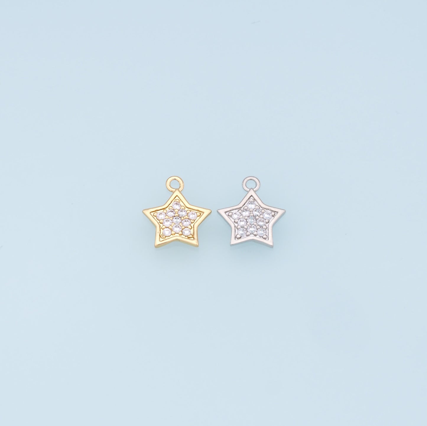 18K Gold Filled Star Pendant,CZ Micro Pave Star Charm Bracelet Necklace for DIY Jewelry Making Supply