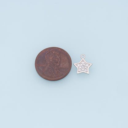 18K Gold Filled Star Pendant,CZ Micro Pave Star Charm Bracelet Necklace for DIY Jewelry Making Supply