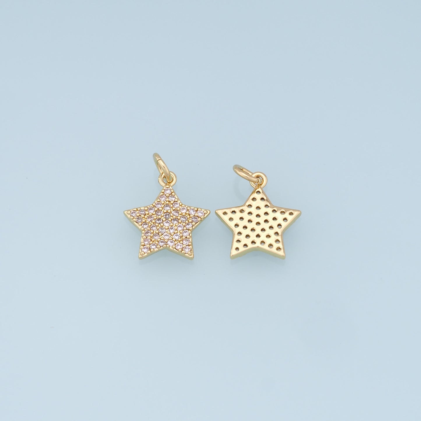 18K Gold Filled Star Pendant,CZ Micro Pave Star Charm Bracelet Necklace for DIY Jewelry Making Supply
