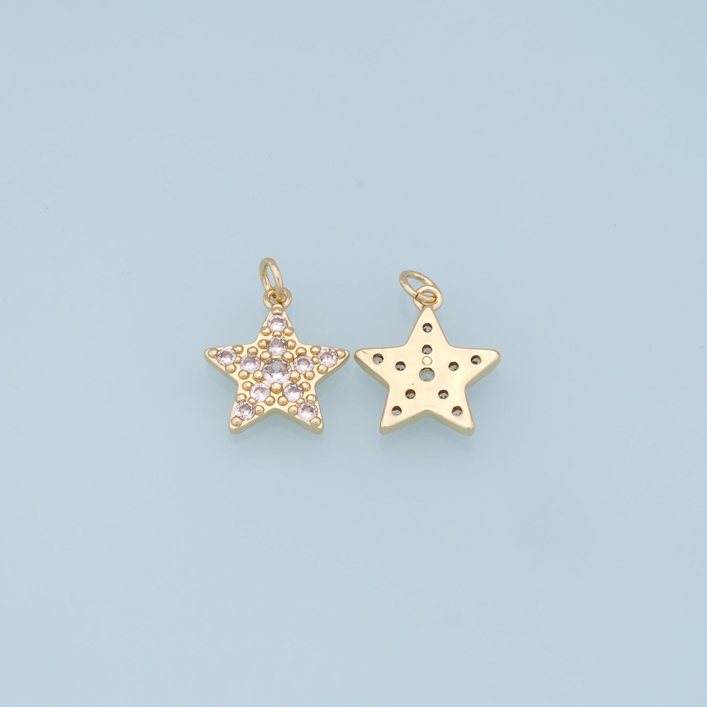 18K Gold Filled Star Pendant,CZ Micro Pave Star Charm Bracelet Necklace for DIY Jewelry Making Supply