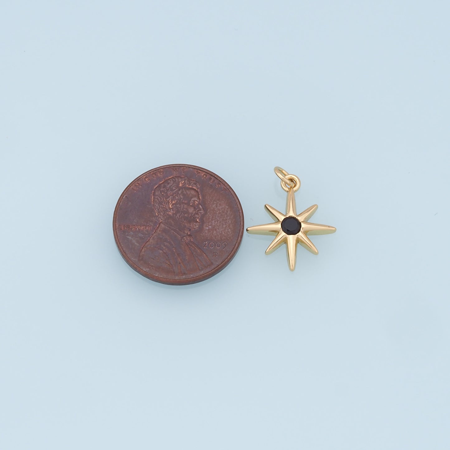 Gold Star Charms,18K Gold Filled Starburst Pendant,CZ North Star Charm Bracelet Necklace for DIY Jewelry Making Supply