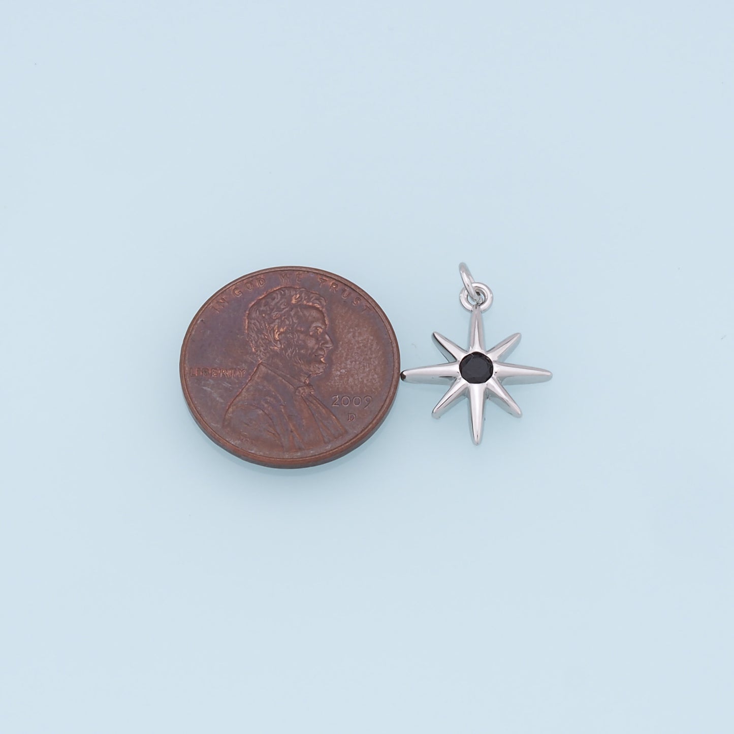 Gold Star Charms,18K Gold Filled Starburst Pendant,CZ North Star Charm Bracelet Necklace for DIY Jewelry Making Supply