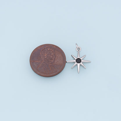 Gold Star Charms,18K Gold Filled Starburst Pendant,CZ North Star Charm Bracelet Necklace for DIY Jewelry Making Supply