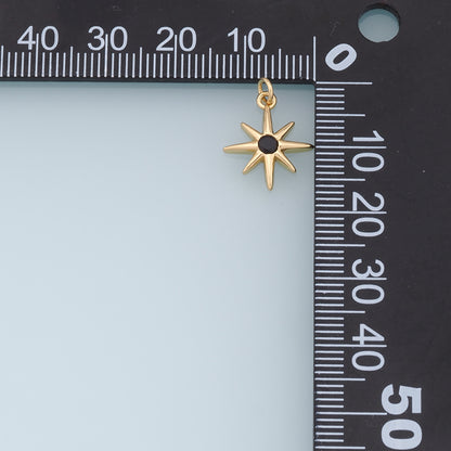 Gold Star Charms,18K Gold Filled Starburst Pendant,CZ North Star Charm Bracelet Necklace for DIY Jewelry Making Supply