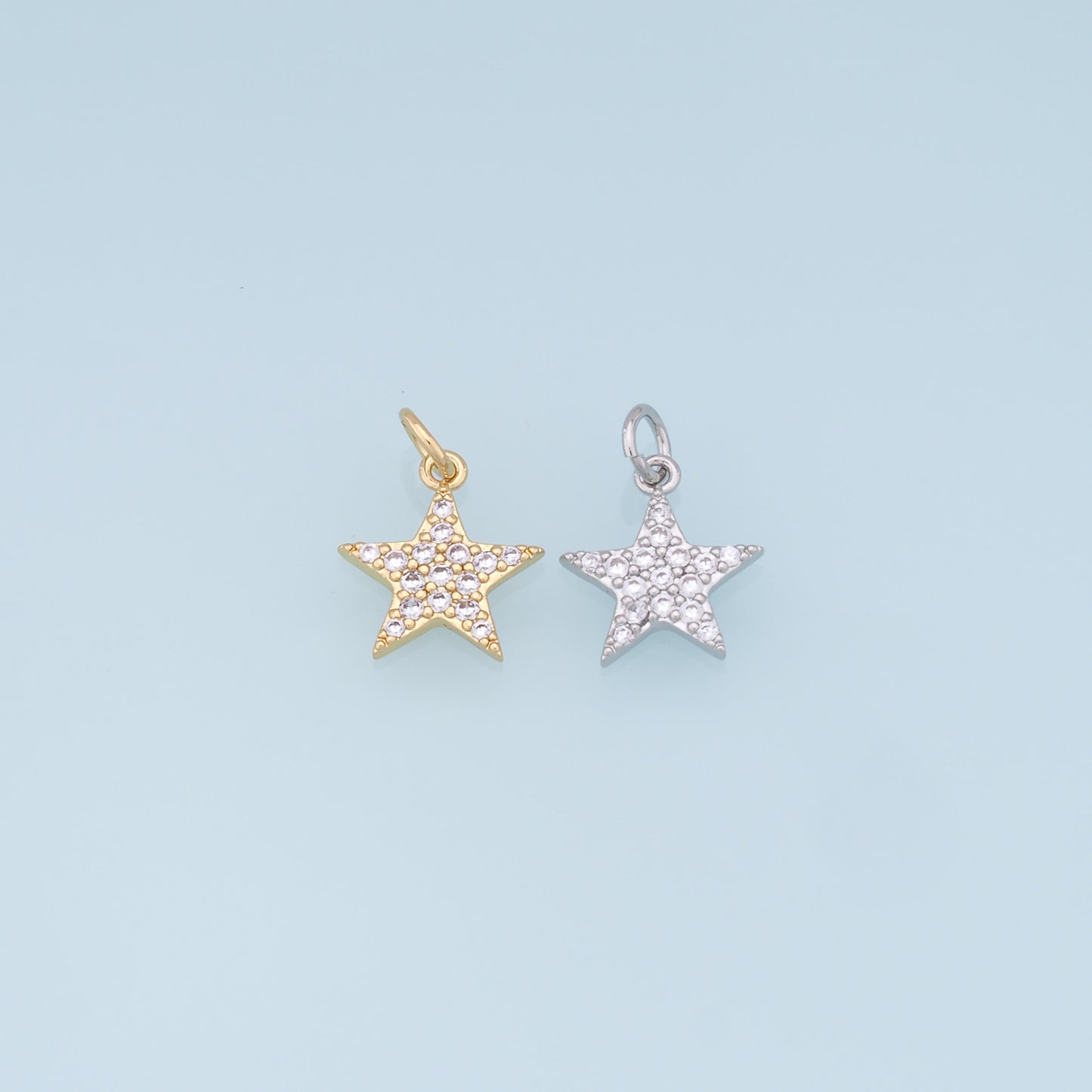 18K Gold Filled Star Pendant,CZ Micro Pave Star Charm Bracelet Necklace for DIY Jewelry Making Supply