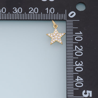 18K Gold Filled Star Pendant,CZ Micro Pave Star Charm Bracelet Necklace for DIY Jewelry Making Supply