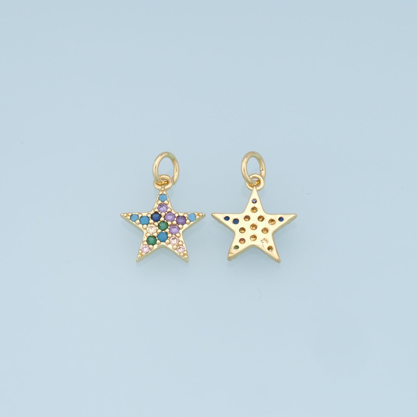 18K Gold Filled Star Pendant,CZ Micro Pave Star Charm Bracelet Necklace for DIY Jewelry Making Supply