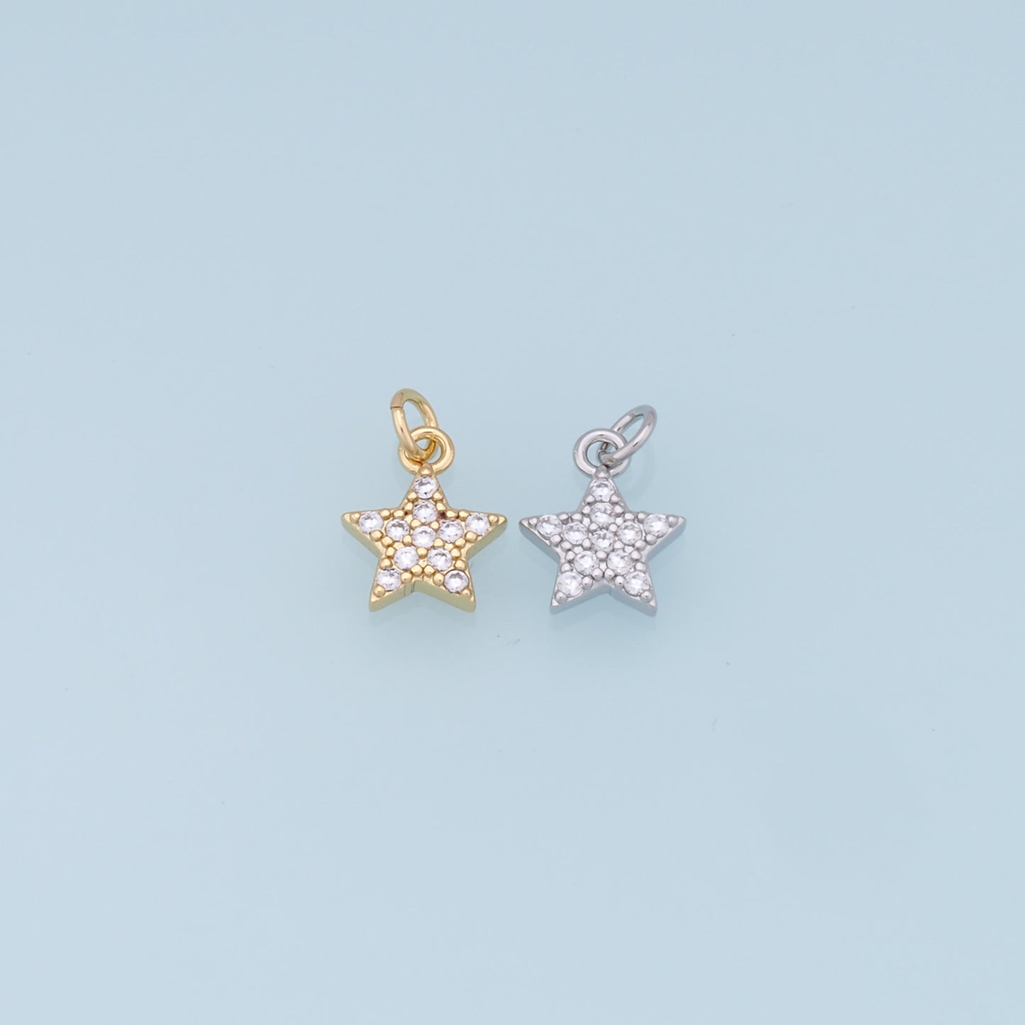 18K Gold Filled Star Pendant,CZ Micro Pave Star Charm Bracelet Necklace for DIY Jewelry Making Supply