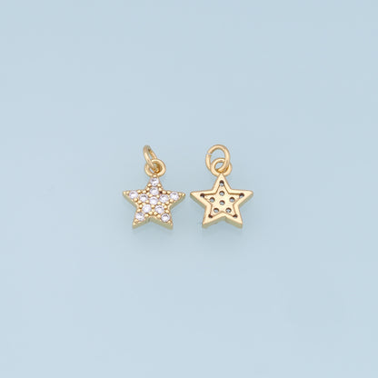 18K Gold Filled Star Pendant,CZ Micro Pave Star Charm Bracelet Necklace for DIY Jewelry Making Supply
