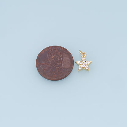 18K Gold Filled Star Pendant,CZ Micro Pave Star Charm Bracelet Necklace for DIY Jewelry Making Supply