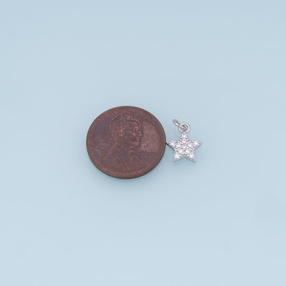 18K Gold Filled Star Pendant,CZ Micro Pave Star Charm Bracelet Necklace for DIY Jewelry Making Supply