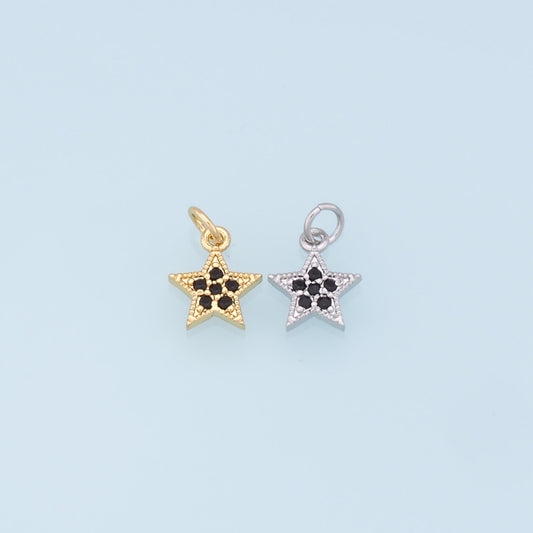 18K Gold Filled Star Pendant,CZ Micro Pave Star Charm Bracelet Necklace for DIY Jewelry Making Supply