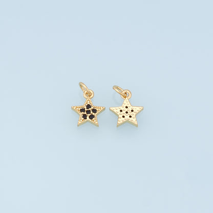 18K Gold Filled Star Pendant,CZ Micro Pave Star Charm Bracelet Necklace for DIY Jewelry Making Supply