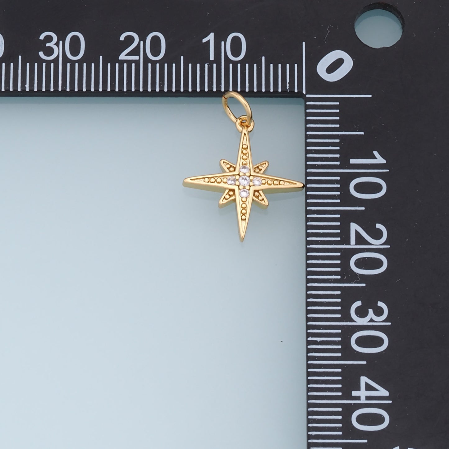Gold Star Charms,18K Gold Filled Starburst Pendant,CZ North Star Charm Bracelet Necklace for DIY Jewelry Making Supply
