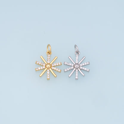 Gold Star Charms,18K Gold Filled Starburst Pendant,CZ North Star Charm Bracelet Necklace for DIY Jewelry Making Supply