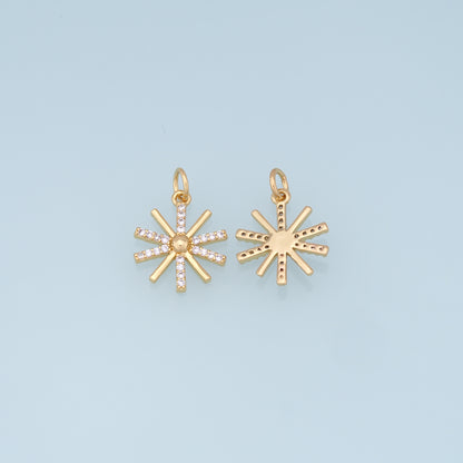 Gold Star Charms,18K Gold Filled Starburst Pendant,CZ North Star Charm Bracelet Necklace for DIY Jewelry Making Supply