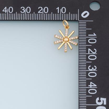 Gold Star Charms,18K Gold Filled Starburst Pendant,CZ North Star Charm Bracelet Necklace for DIY Jewelry Making Supply