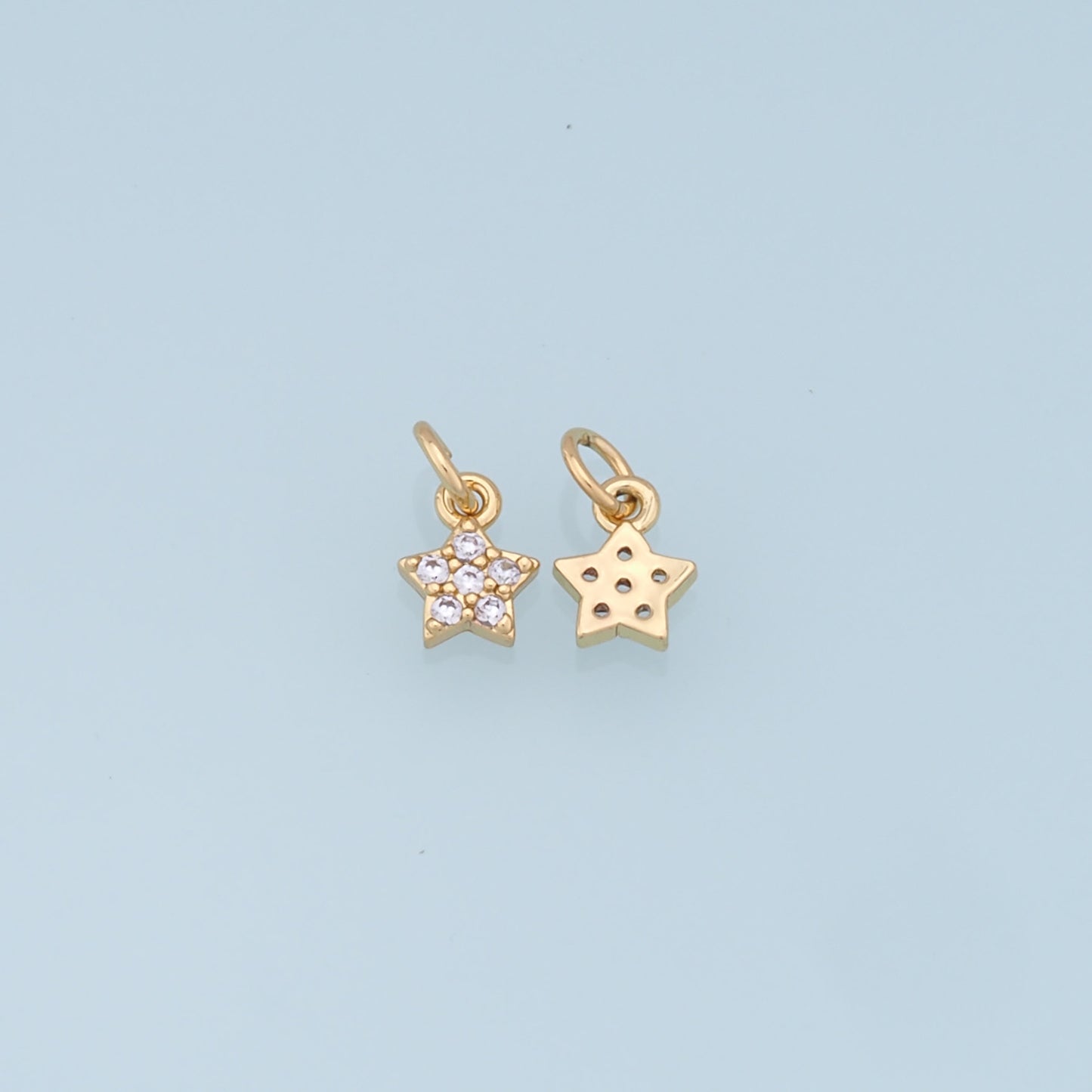 18K Gold Filled Star Pendant,CZ Micro Pave Star Charm Bracelet Necklace for DIY Jewelry Making Supply