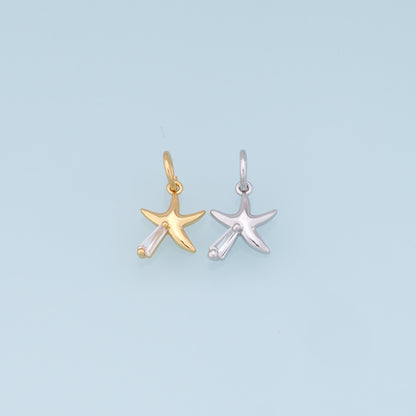 Gold Starfish Charms,18K Gold Filled Sea star Pendant,Starfish Charm Bracelet Necklace for DIY Jewelry Making Supply