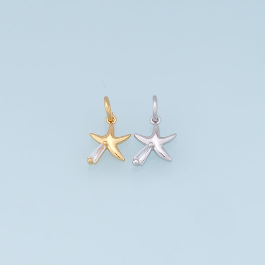 Gold Starfish Charms,18K Gold Filled Sea star Pendant,Starfish Charm Bracelet Necklace for DIY Jewelry Making Supply
