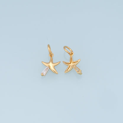 Gold Starfish Charms,18K Gold Filled Sea star Pendant,Starfish Charm Bracelet Necklace for DIY Jewelry Making Supply