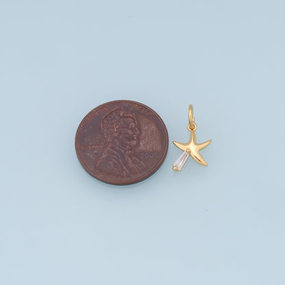 Gold Starfish Charms,18K Gold Filled Sea star Pendant,Starfish Charm Bracelet Necklace for DIY Jewelry Making Supply