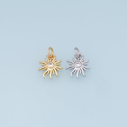 Gold Sun Charms,18K Gold Filled Sun Pendant,celestial  Charm Bracelet Necklace for DIY Jewelry Making Supply