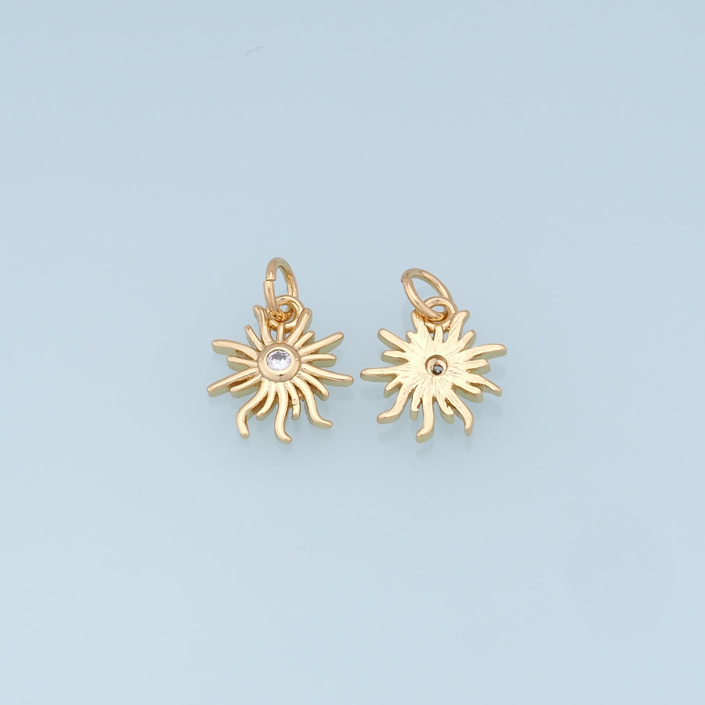 Gold Sun Charms,18K Gold Filled Sun Pendant,celestial  Charm Bracelet Necklace for DIY Jewelry Making Supply
