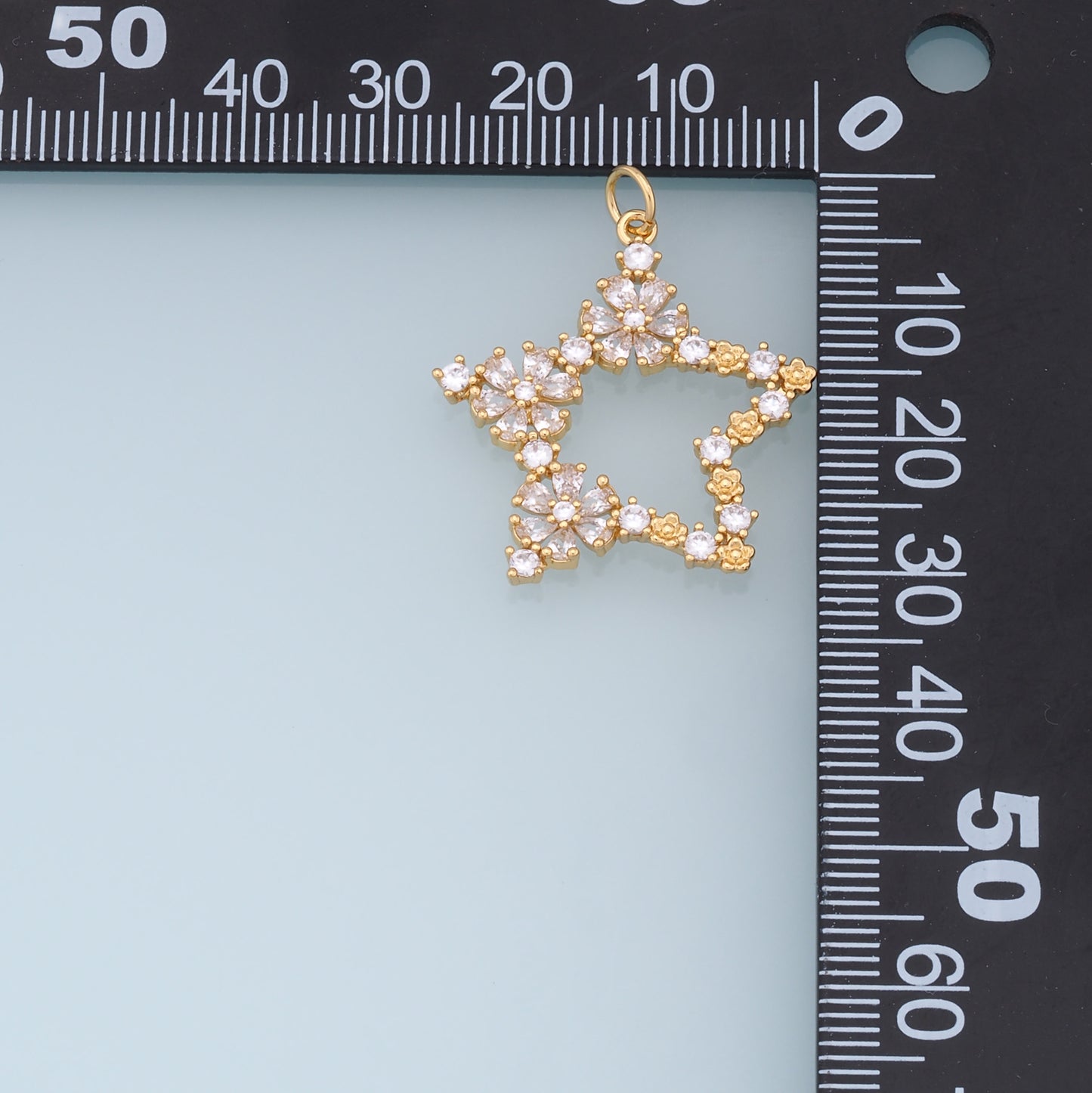 18K Gold Filled Star Pendant,CZ Micro Pave Star Charm Bracelet Necklace for DIY Jewelry Making Supply