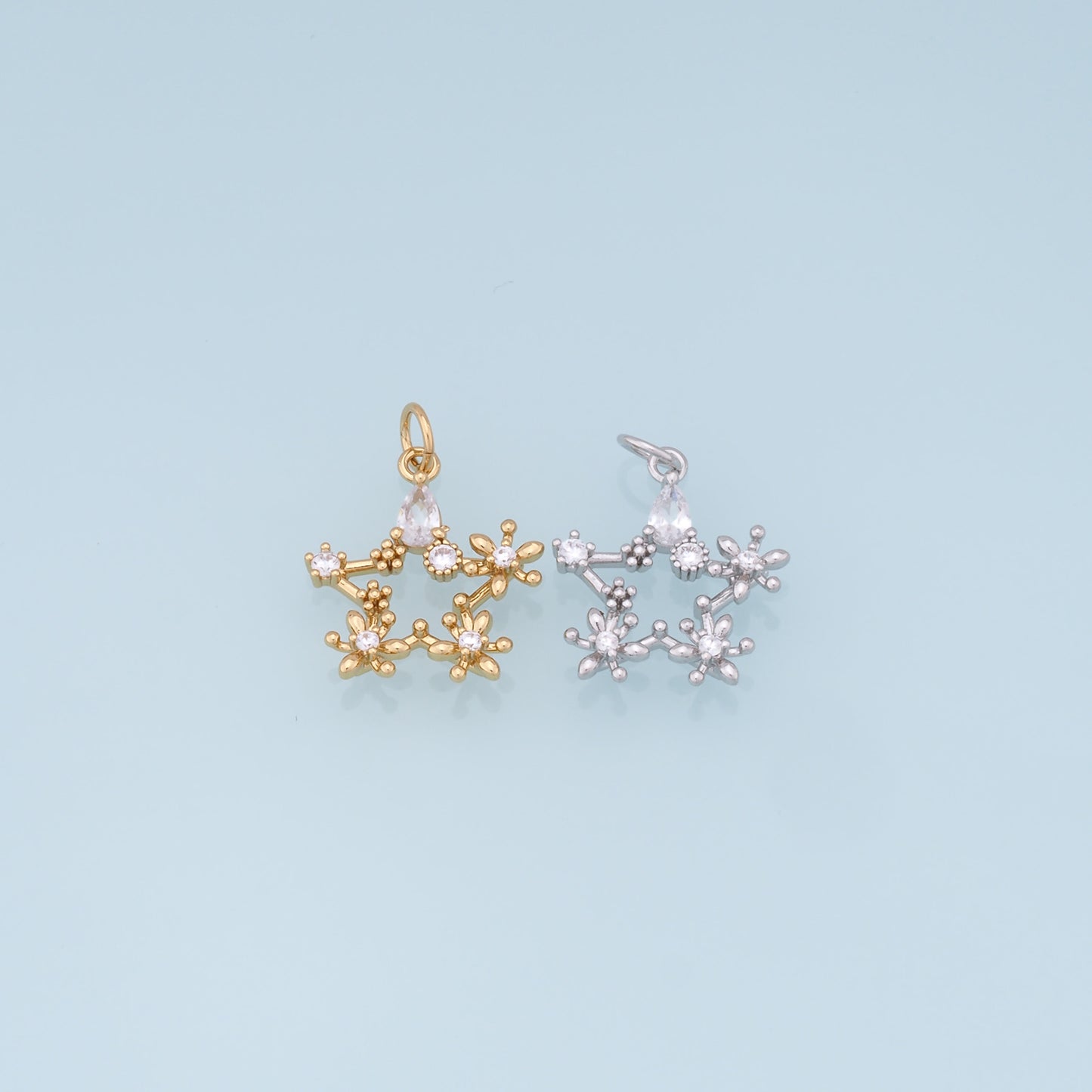 18K Gold Filled Star Pendant,CZ Micro Pave Star Charm Bracelet Necklace for DIY Jewelry Making Supply