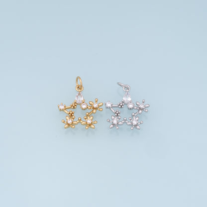 18K Gold Filled Star Pendant,CZ Micro Pave Star Charm Bracelet Necklace for DIY Jewelry Making Supply