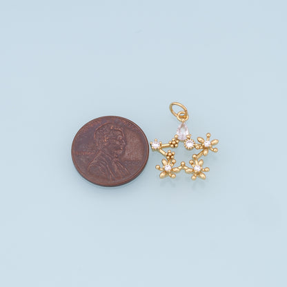18K Gold Filled Star Pendant,CZ Micro Pave Star Charm Bracelet Necklace for DIY Jewelry Making Supply