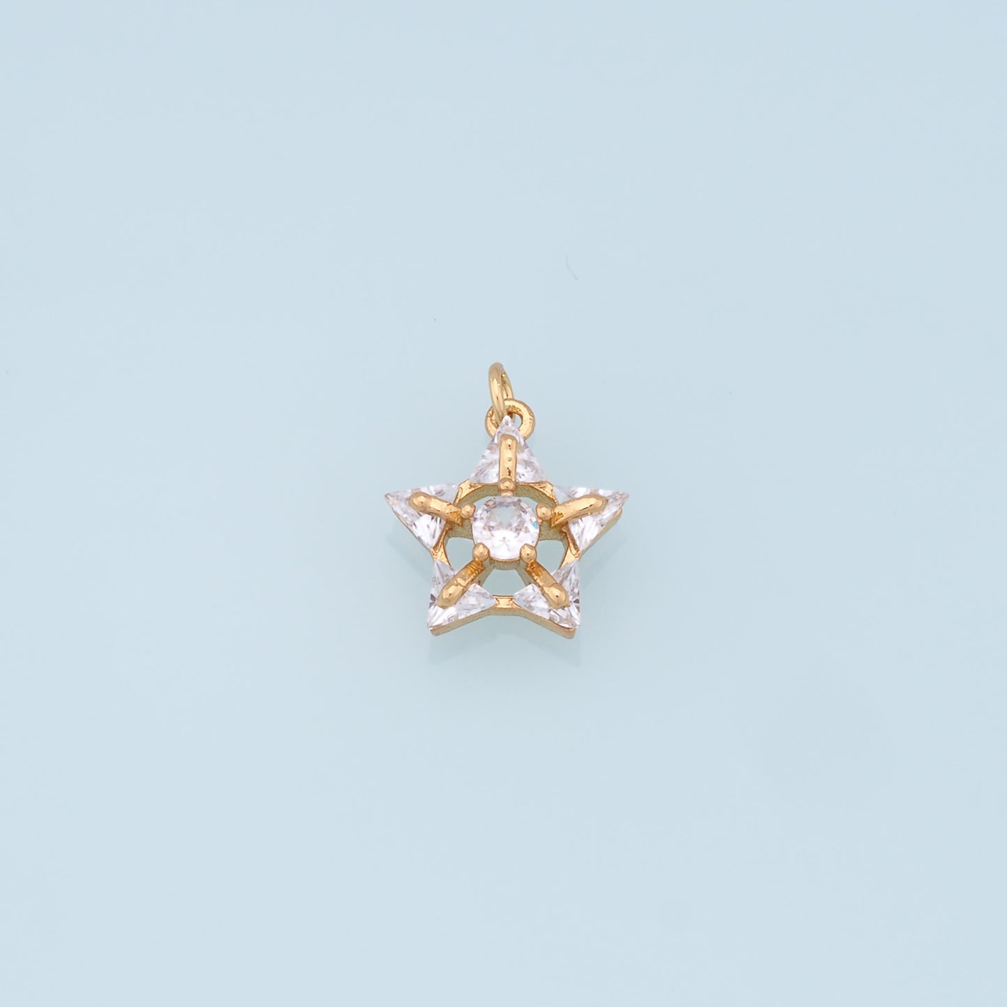 18K Gold Filled Star Pendant,Micro Pave Star Charm Bracelet Necklace for DIY Jewelry Making Supply